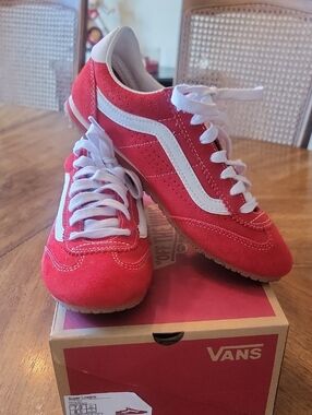 Vans Red and White Low-Top Sneakers